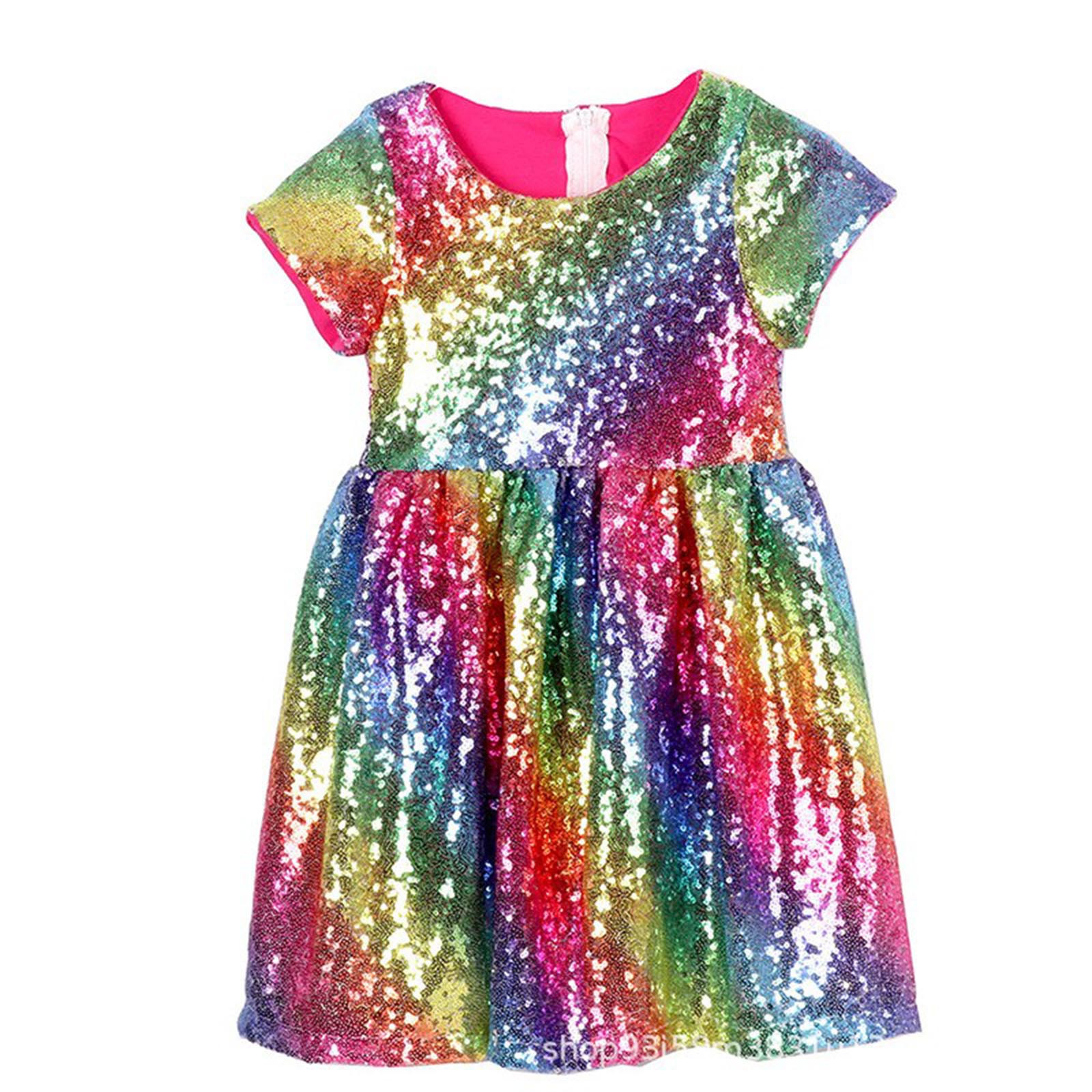 JingChang Girls Sequin Zipper Dress Sleeveless Prom Party formal Graduations Fancy Tween Girls Dresses,Multicolor,XXXL